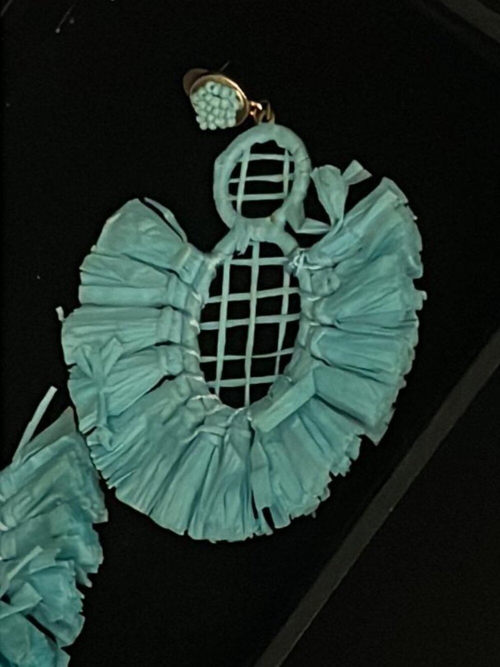 Aqua Color Raffi Hoop Earrings - Picture 2 of 2